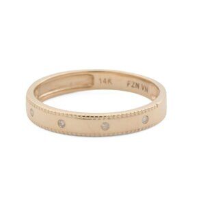 DIADEME Gold/Diamond 14kt Gold Diamond Sprinkle Band With Ridged Edge